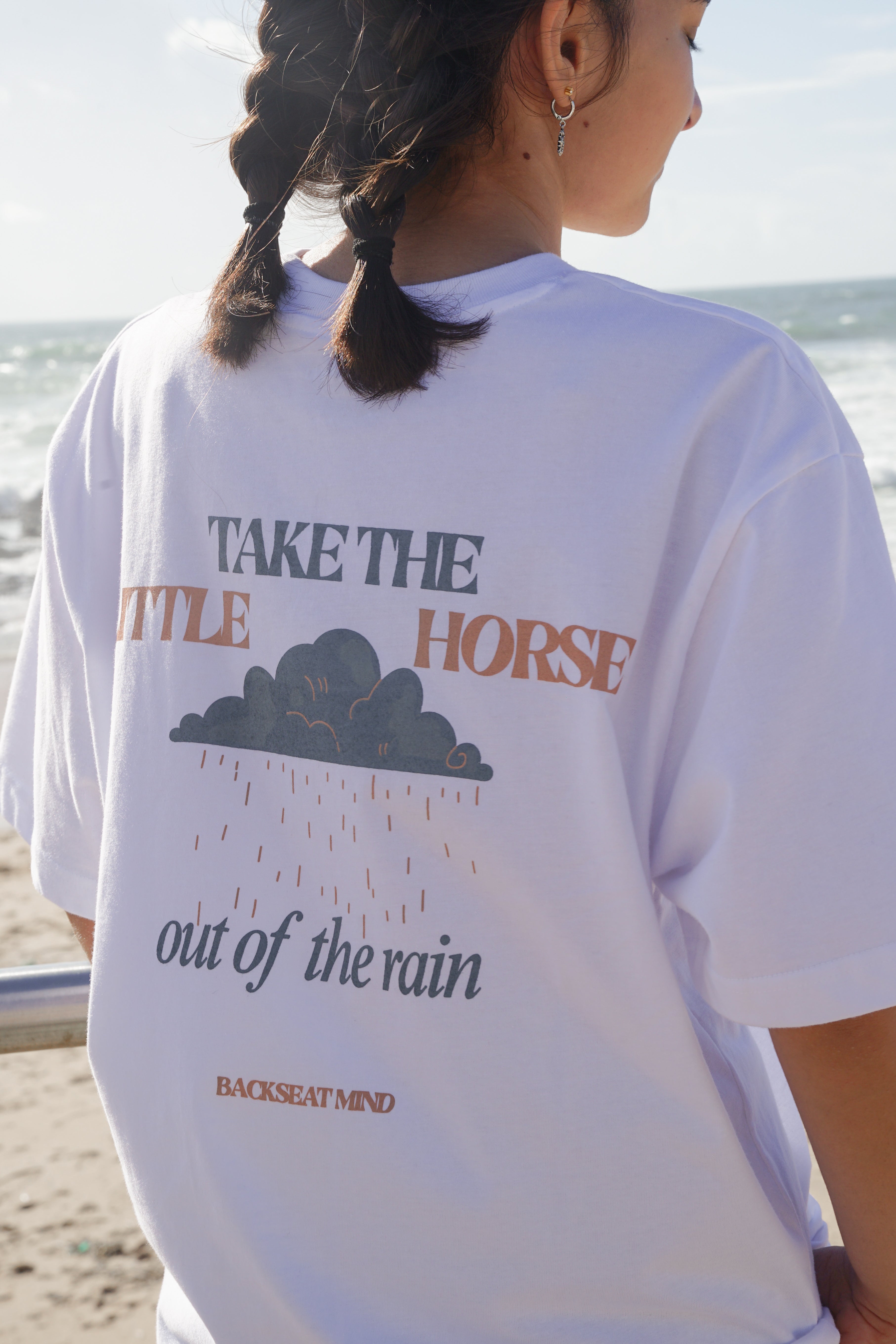 TAKE THE LITTLE HORSE – White Oversized Tee