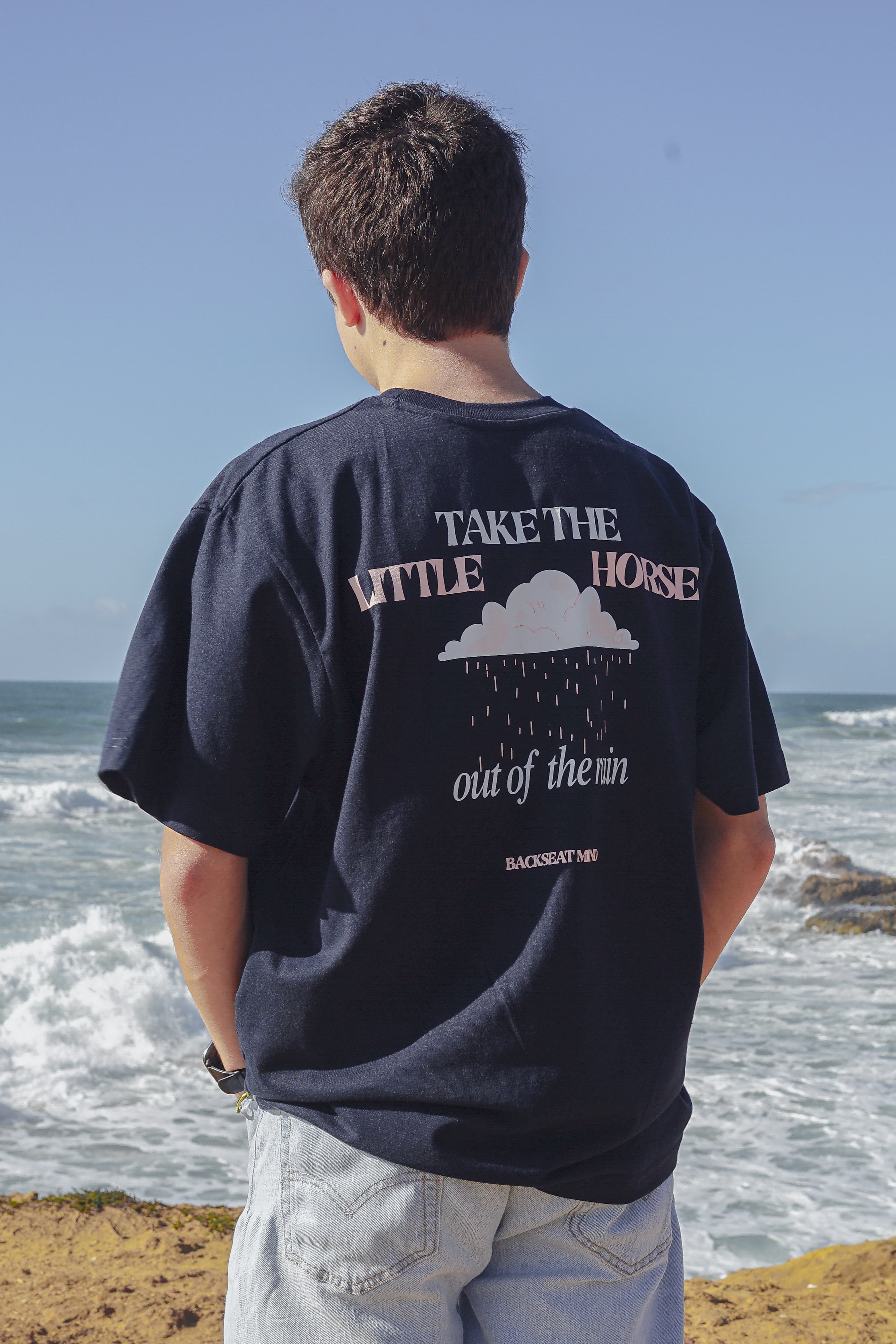 TAKE THE LITTLE HORSE – Navy Oversized Tee