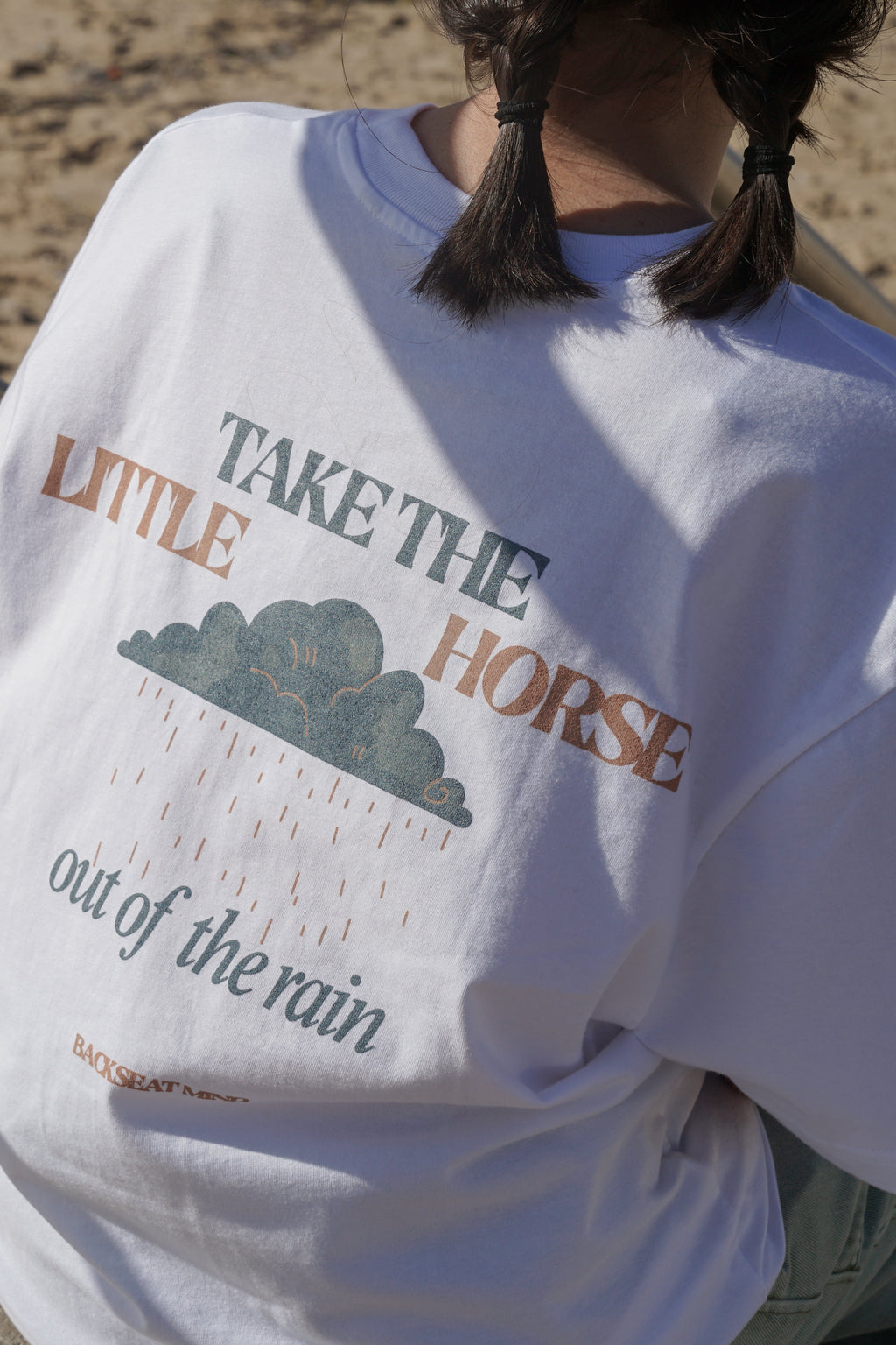 TAKE THE LITTLE HORSE – White Oversized Tee