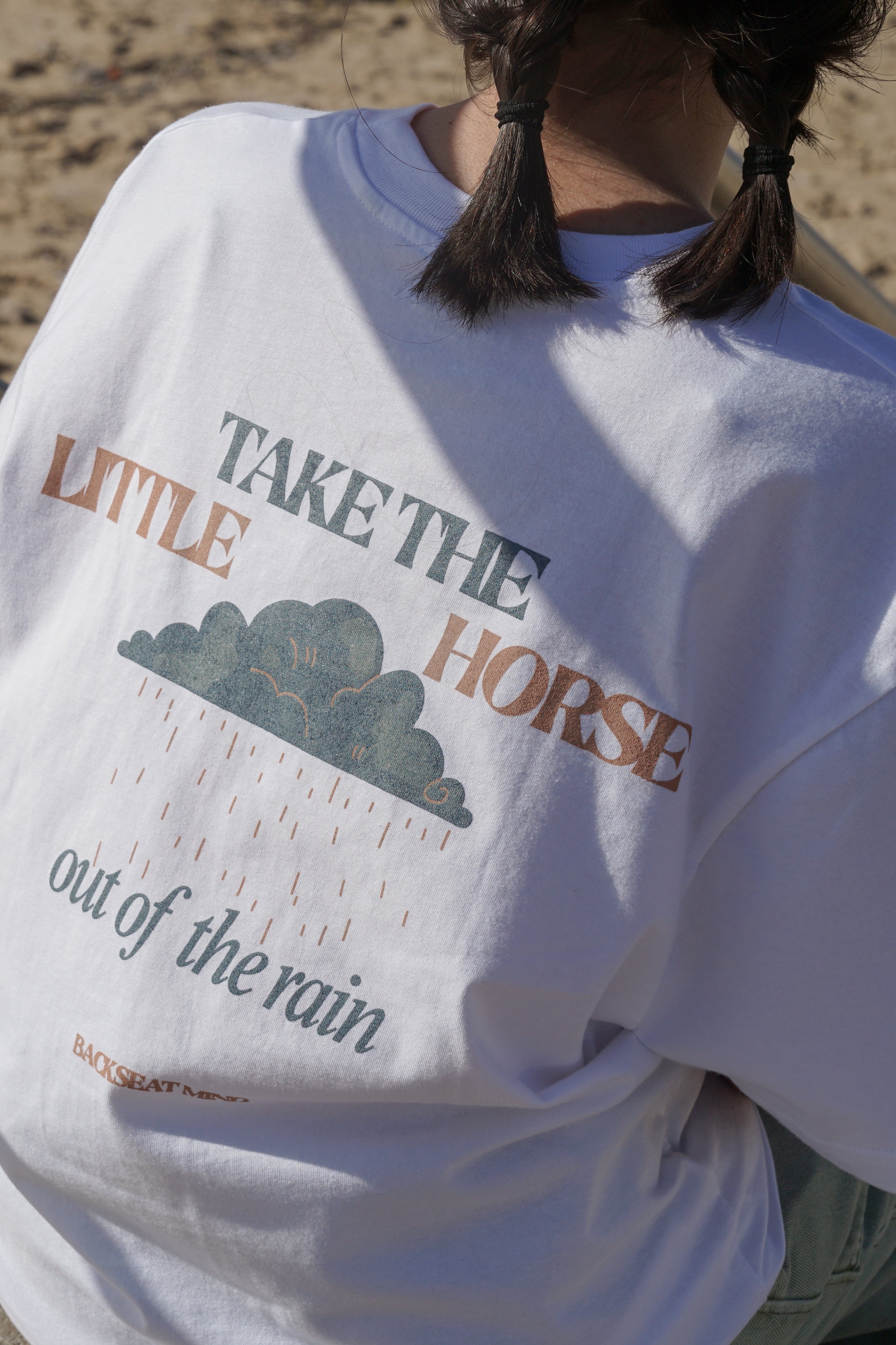 TAKE THE LITTLE HORSE – White Oversized Tee